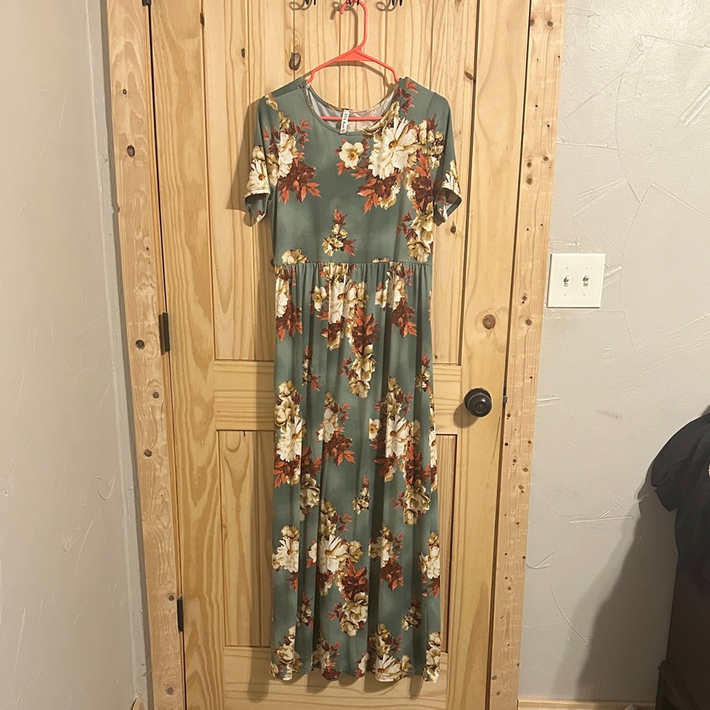 Floral Maxi Dress in Green by [Brand]